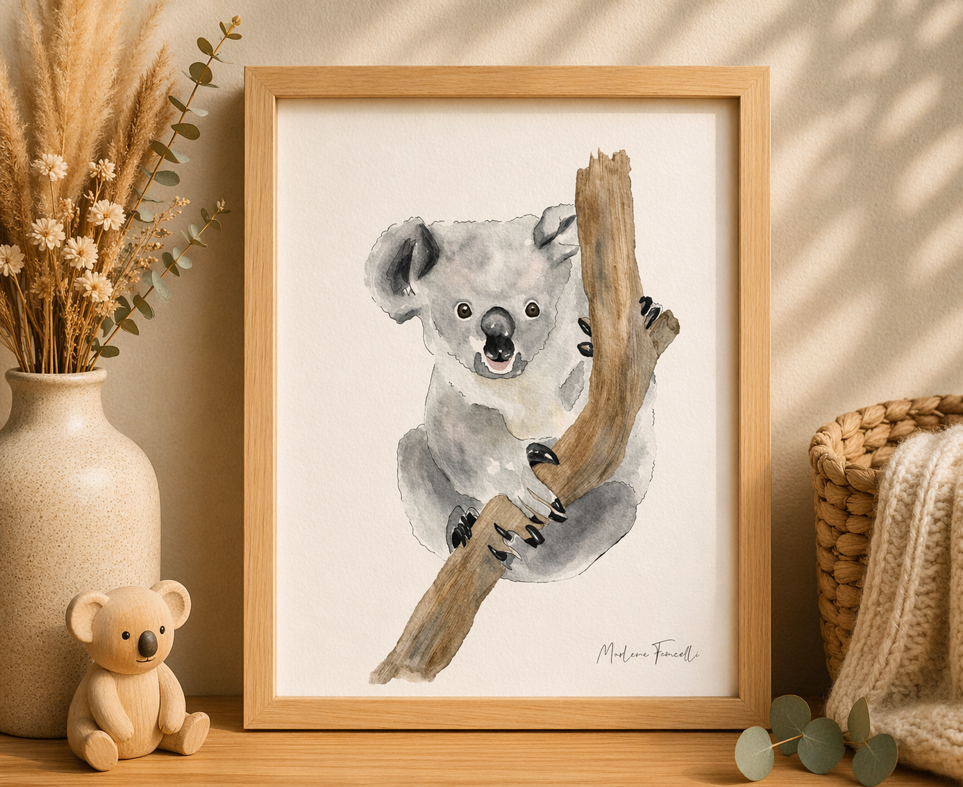 Affiche aquarelle koala pour décoration chambre enfant 