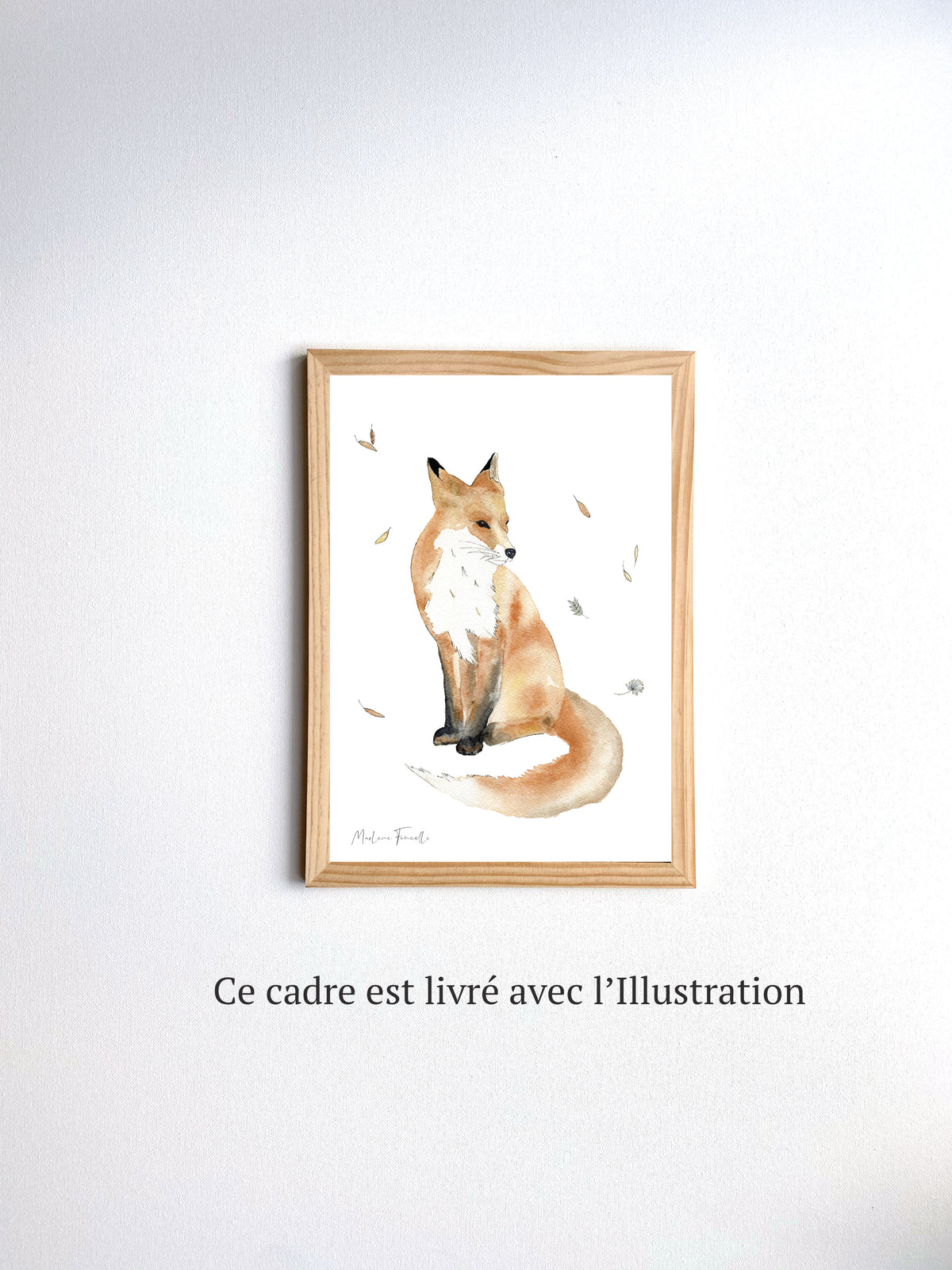 Poster aquarelle d'un renard pour une décoration murale sur le thème de la forêt pour une chambre d'enfant.
