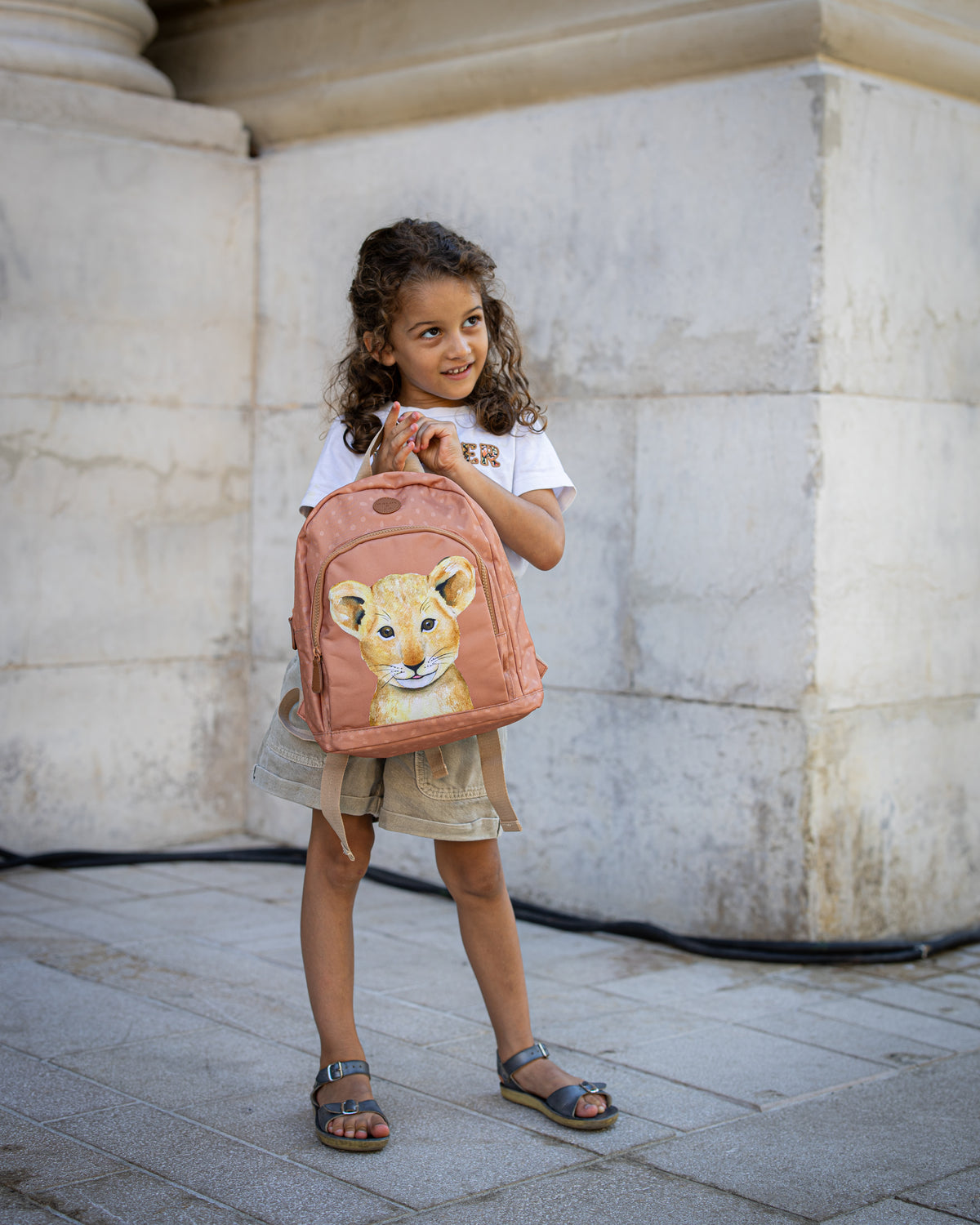 Sac enfant en polyester recyclé avec illustration lionceau aquarelle