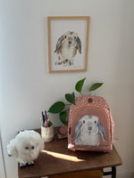 Cartable enfant lapin aquarelle style doux et poétique