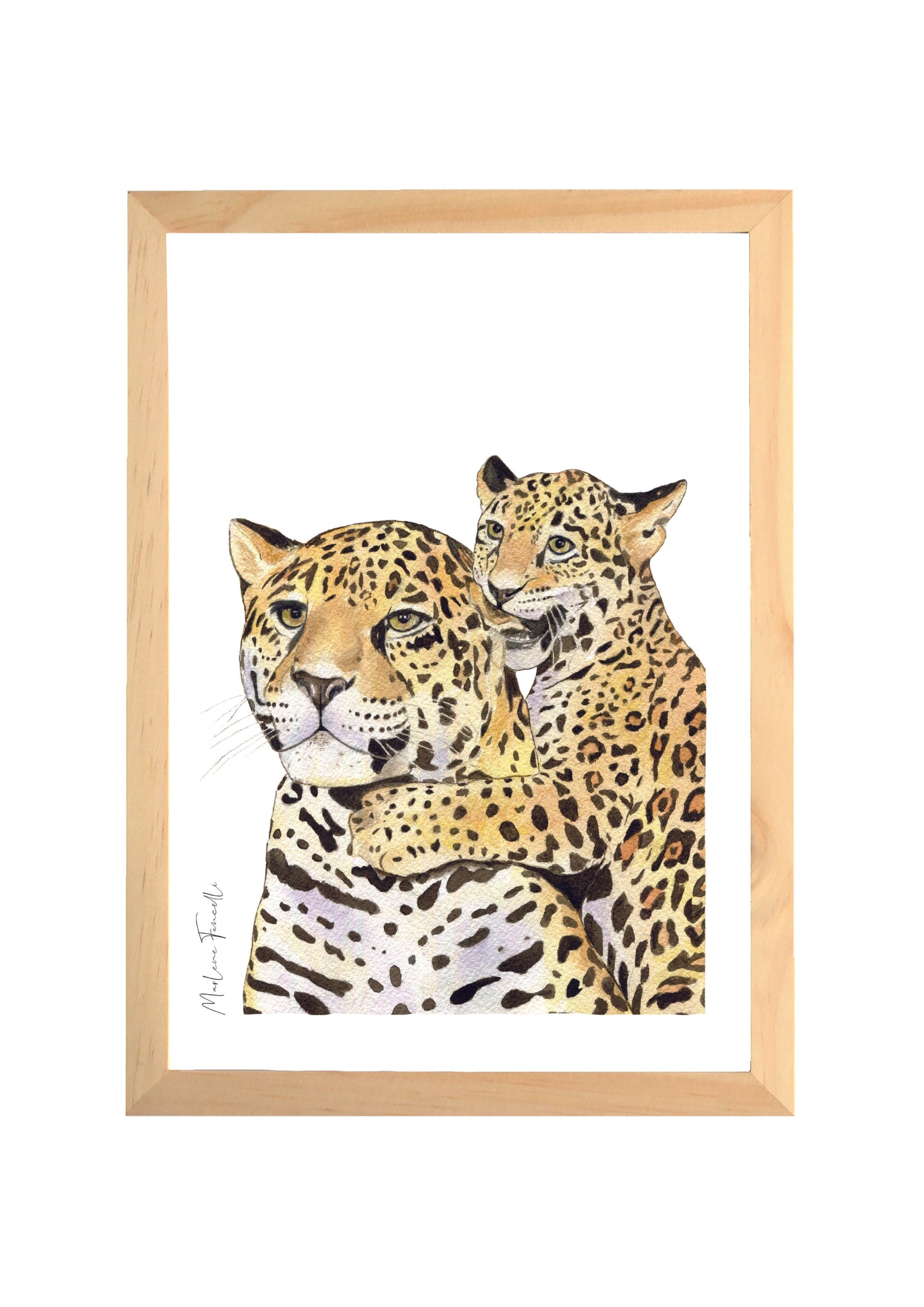 Cadre affiche aquarelle Famille Léopard image 0