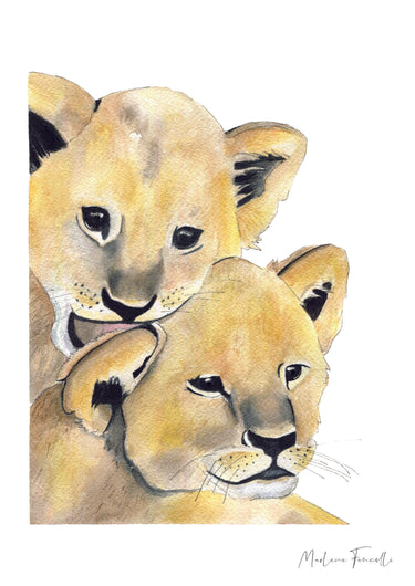 Cadre affiche aquarelle Famille Lion image 6
