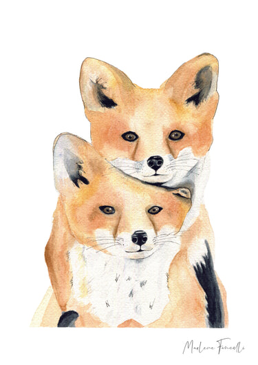 Cadre affiche aquarelle Famille Renard image 3