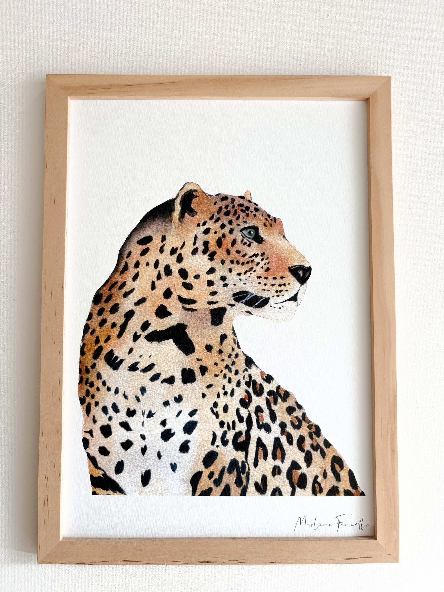 Illustration aquarelle Léopard sur le thème de la savane - Décoration chambre enfant et bébé