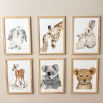 Poster illustration aquarelle animaux chambre enfant