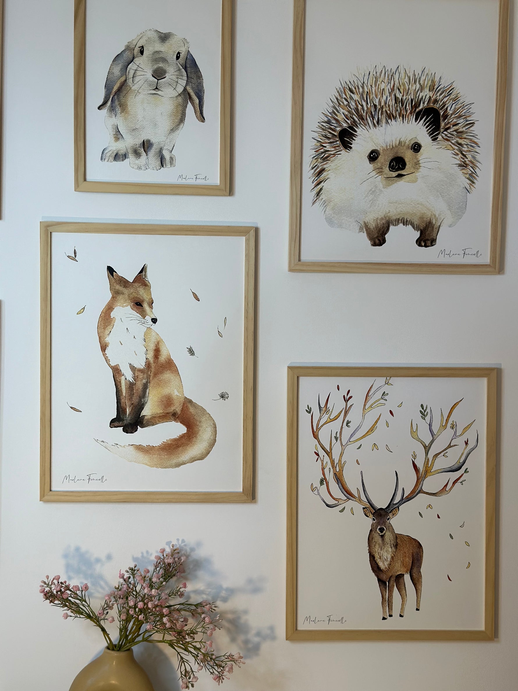 Décoration chambre enfant avec affiche hérisson animaux aquarelle
