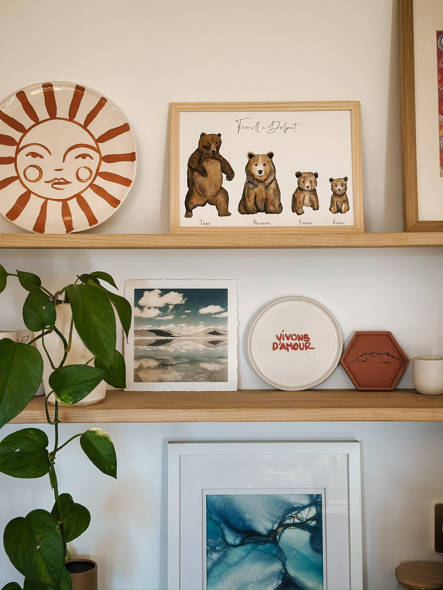 Décoration maison avec affiche famille ours brun personnalisée