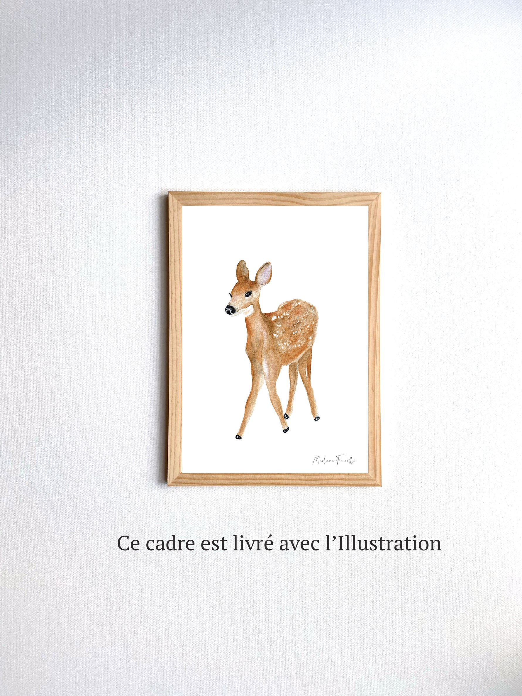 Cadre avec affiche aquarelle biche Suzy image 4