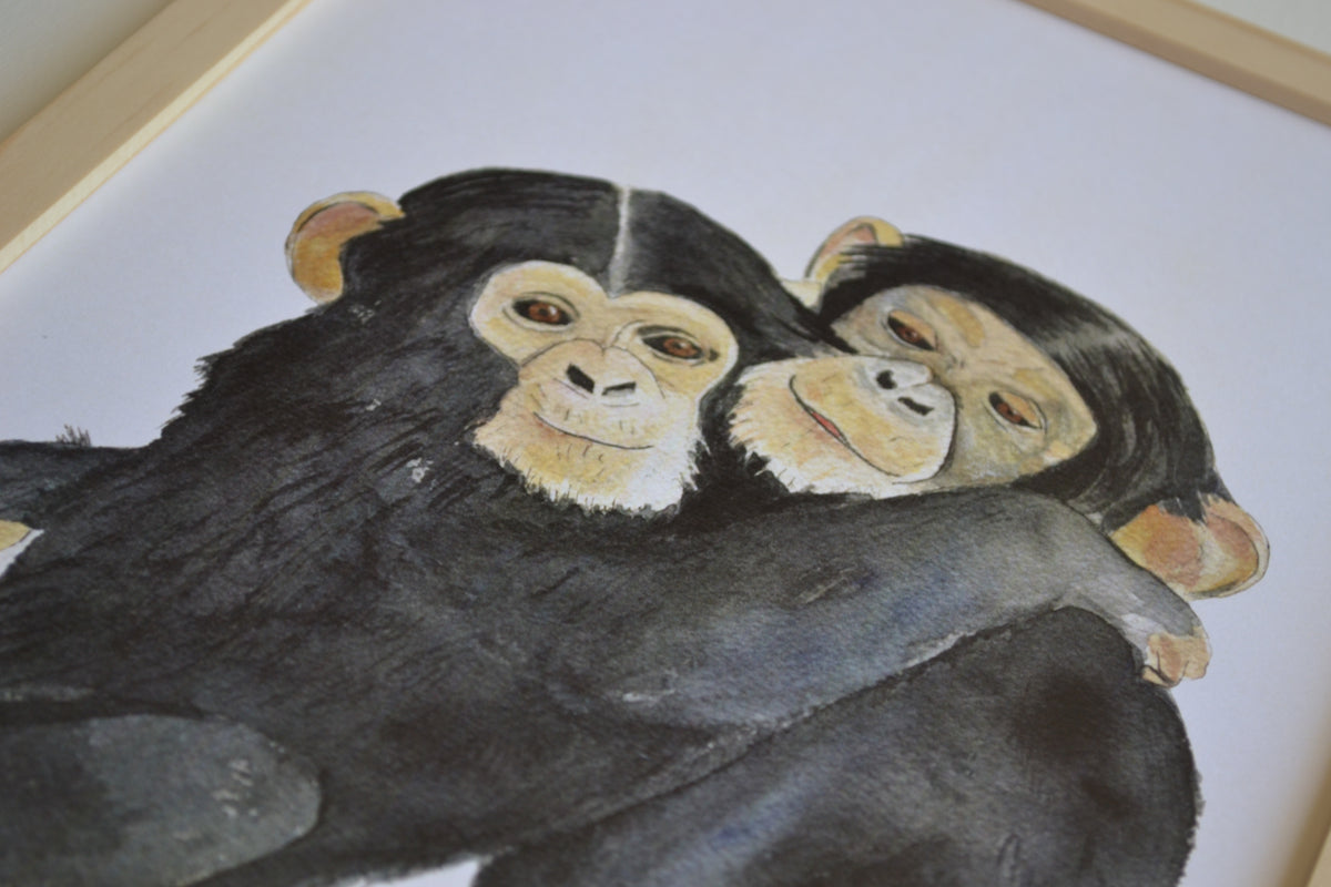 Cadre affiche aquarelle Famille Singe image 2