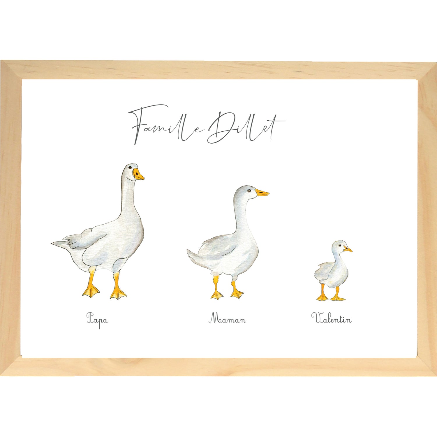 Cadre Famille Oie aquarelle personnalisée image 0