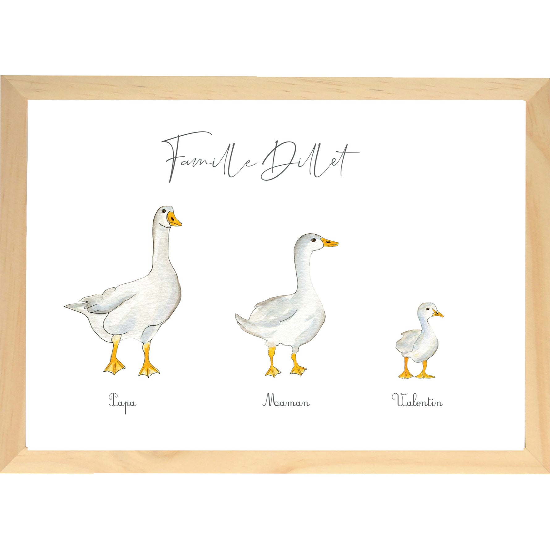 Cadre Famille Oie aquarelle personnalisée image 0