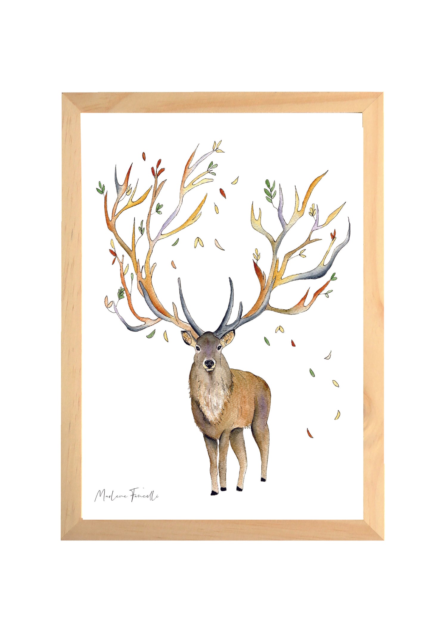 Cadre affiche aquarelle Cerf Miral image 0