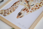 llustration aquarelle d’une maman girafe et son girafon