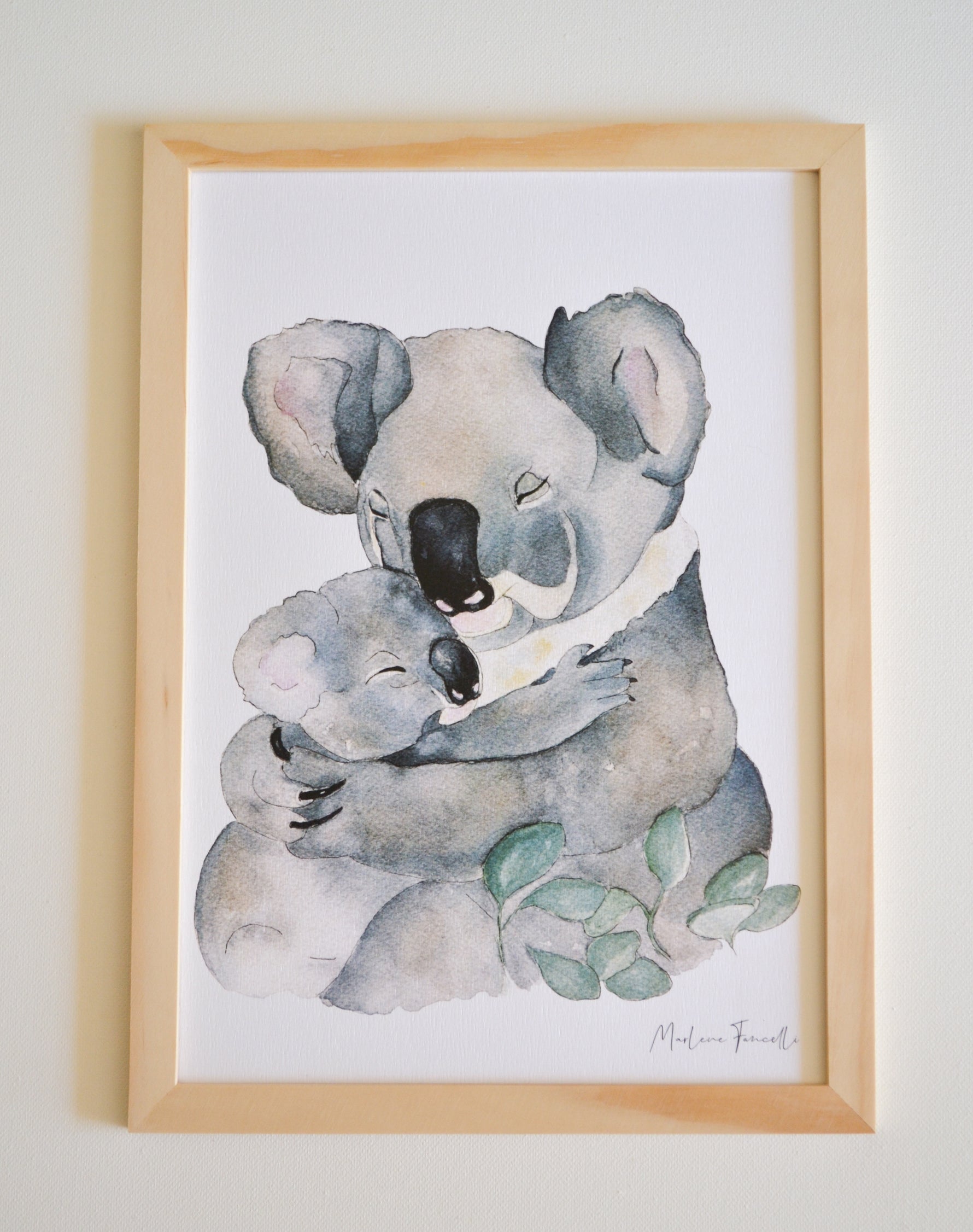 Illustration famille koala maman et bébé à l’aquarelle