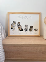 Poster famille loup personnalisé décoration intérieure