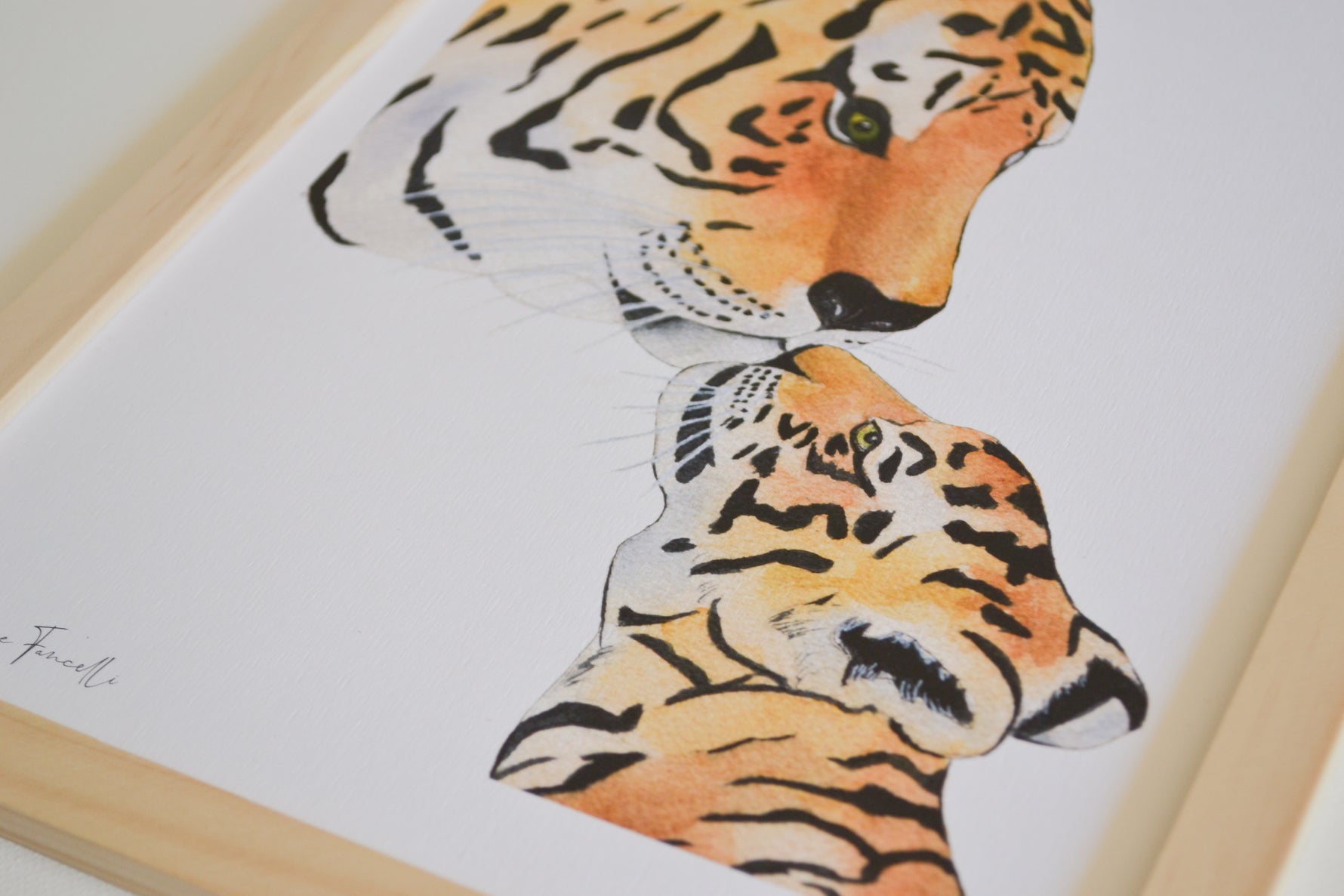 Famille tigre parent et bébé illustration aquarelle