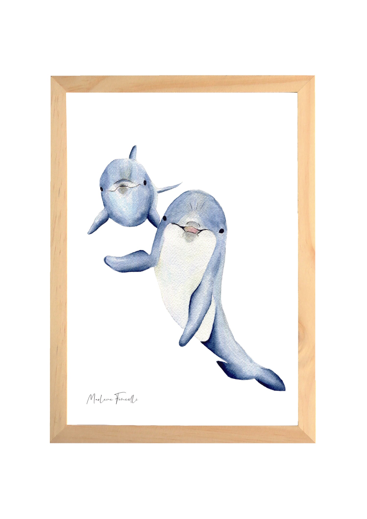 Cadre affiche aquarelle Famille Dauphin image 0