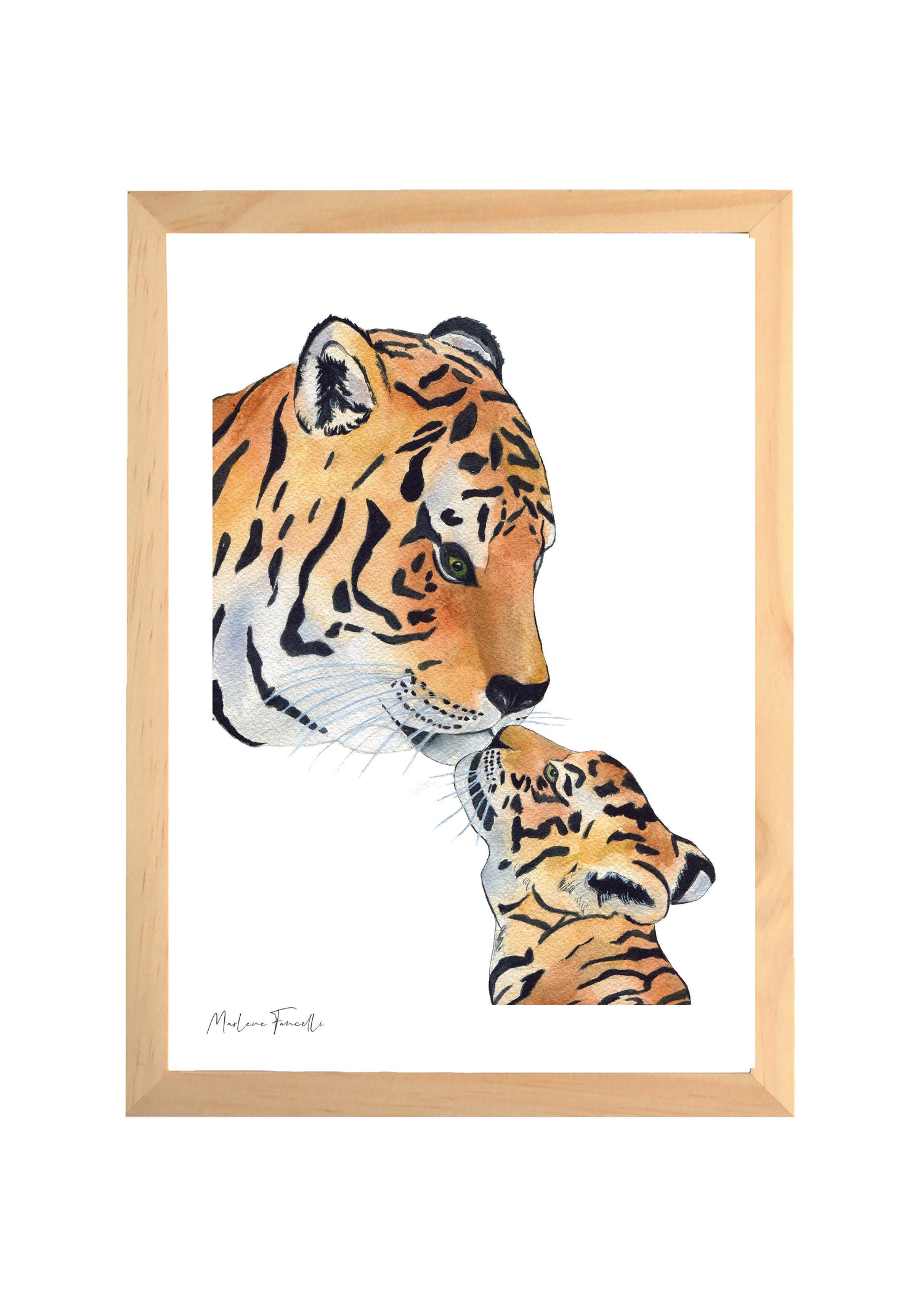 Cadre affiche aquarelle Famille Tigre image 0