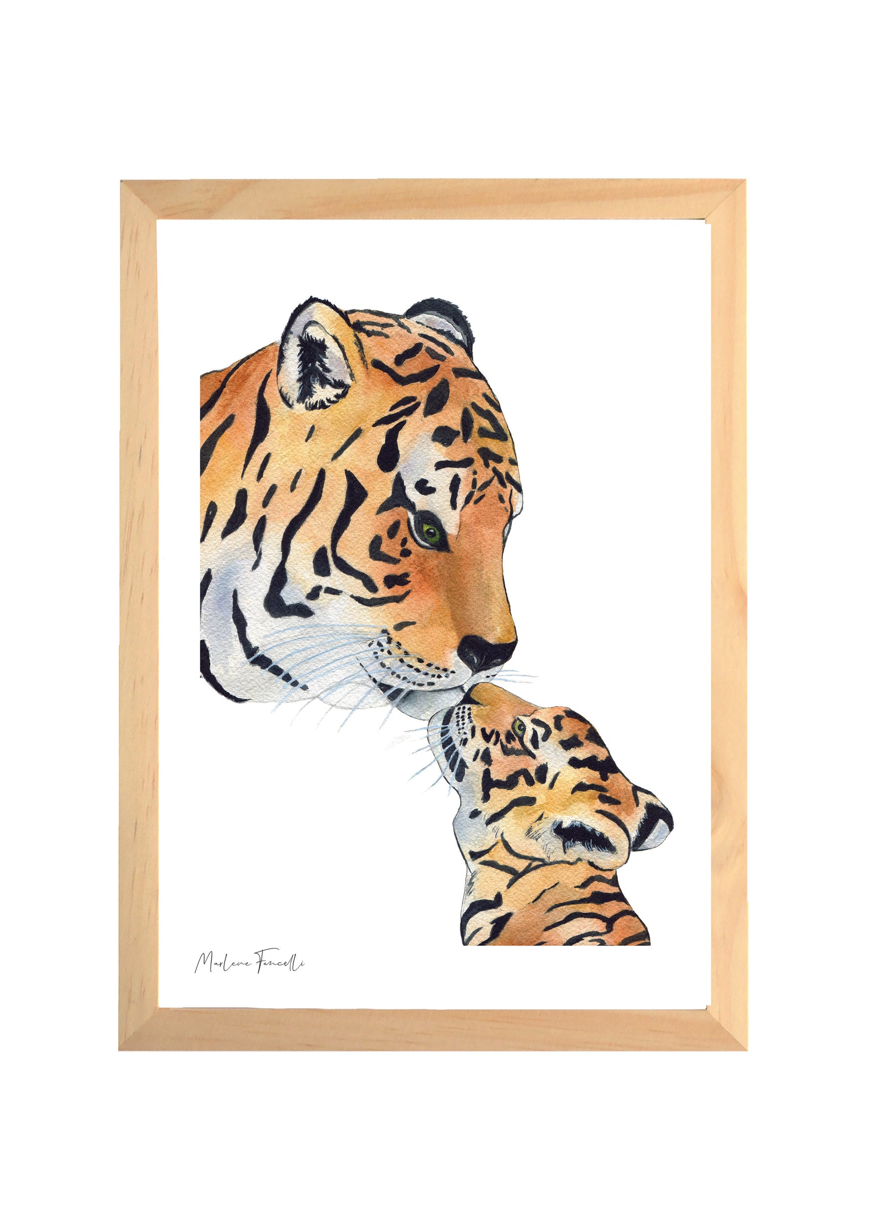 Cadre affiche aquarelle Famille Tigre image 0