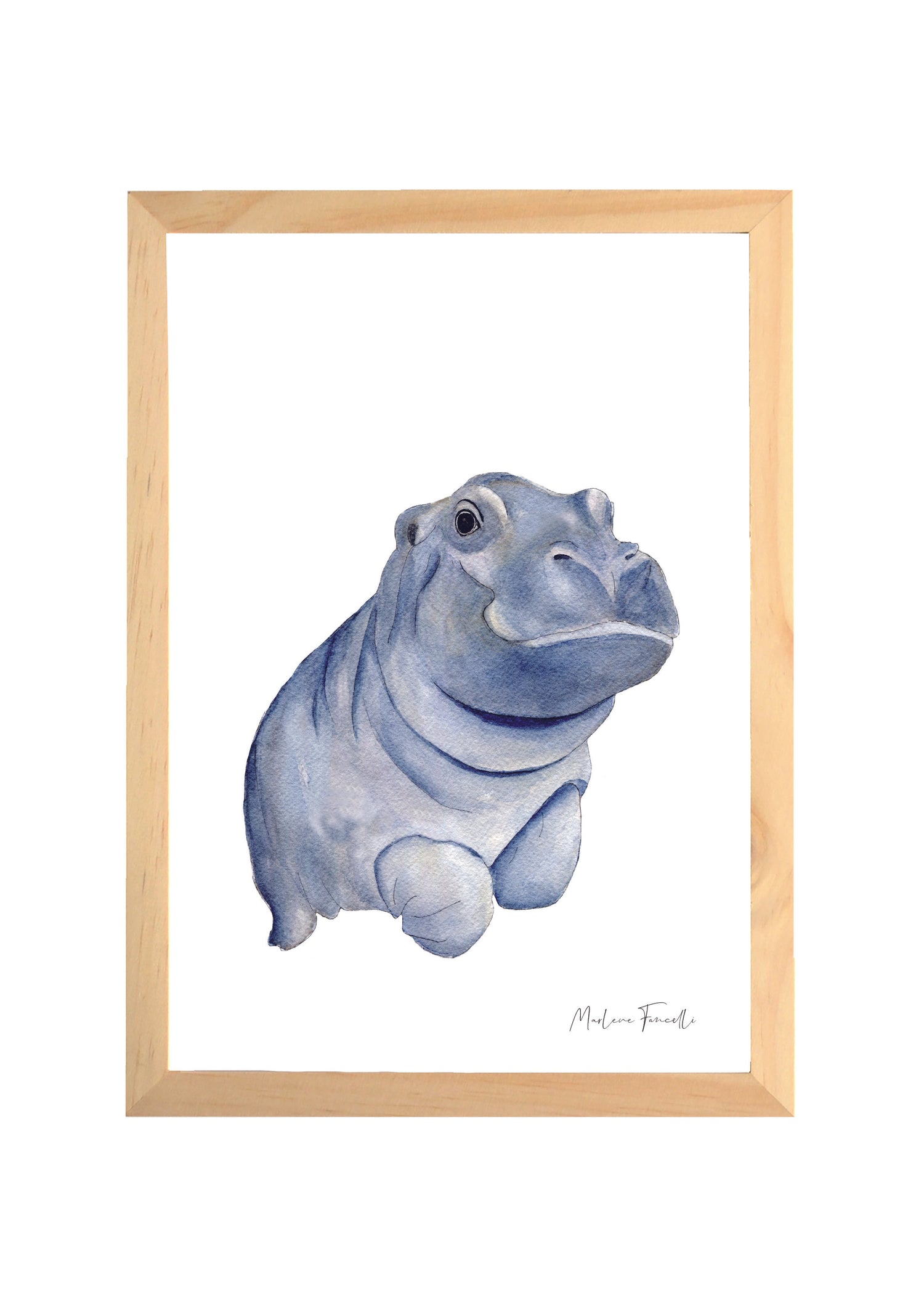 Cadre affiche aquarelle Hippopotame Valer image 0