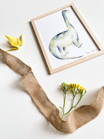 Illustration diplodocus aquarelle style doux décoration murale enfant