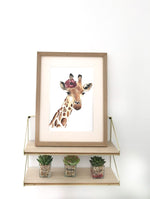 illustration girafe aquarelle fleur décoration murale