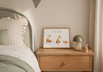 Illustration famille renard à personnaliser avec votre nom et prénom