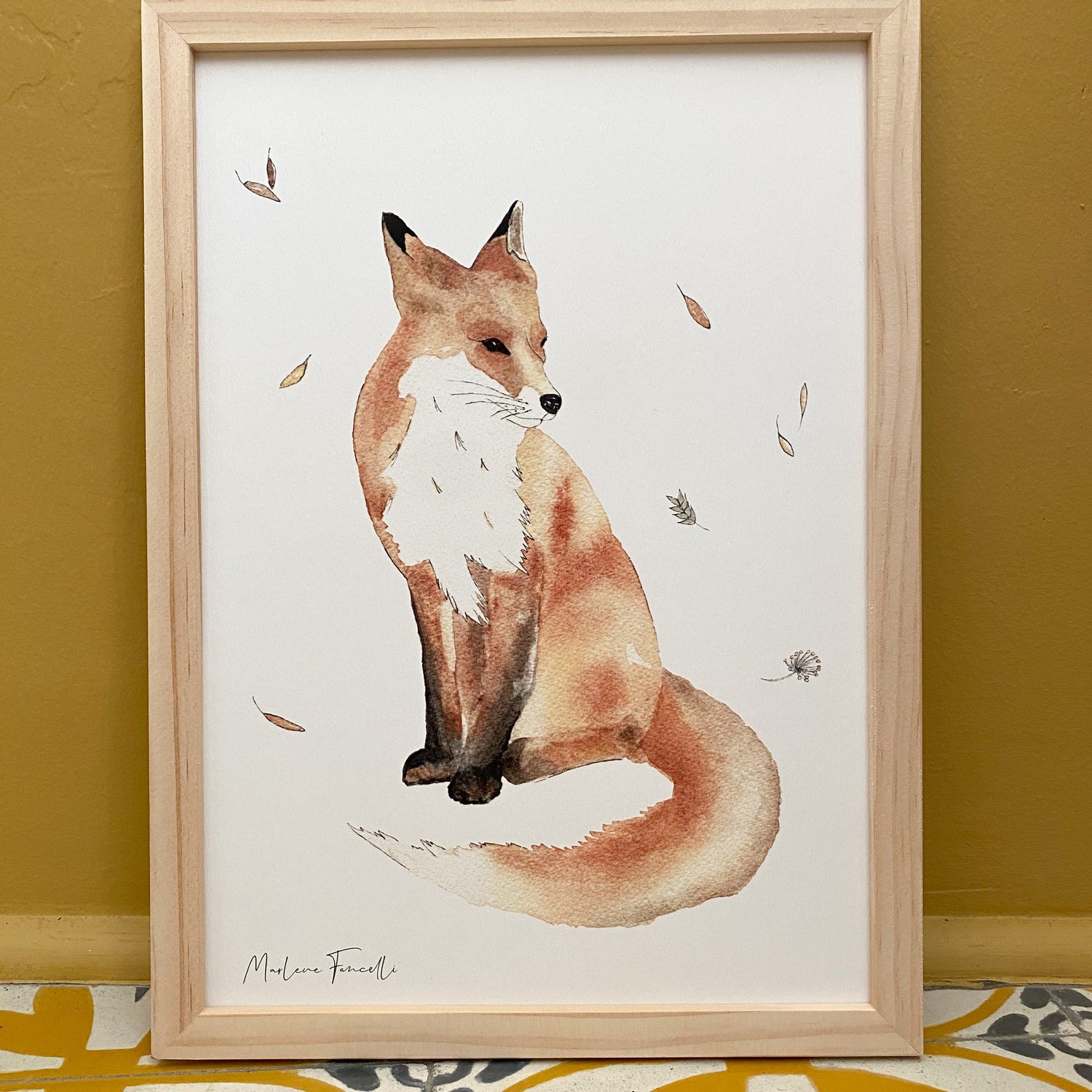 illustration renard forêt aquarelle chambre enfant
