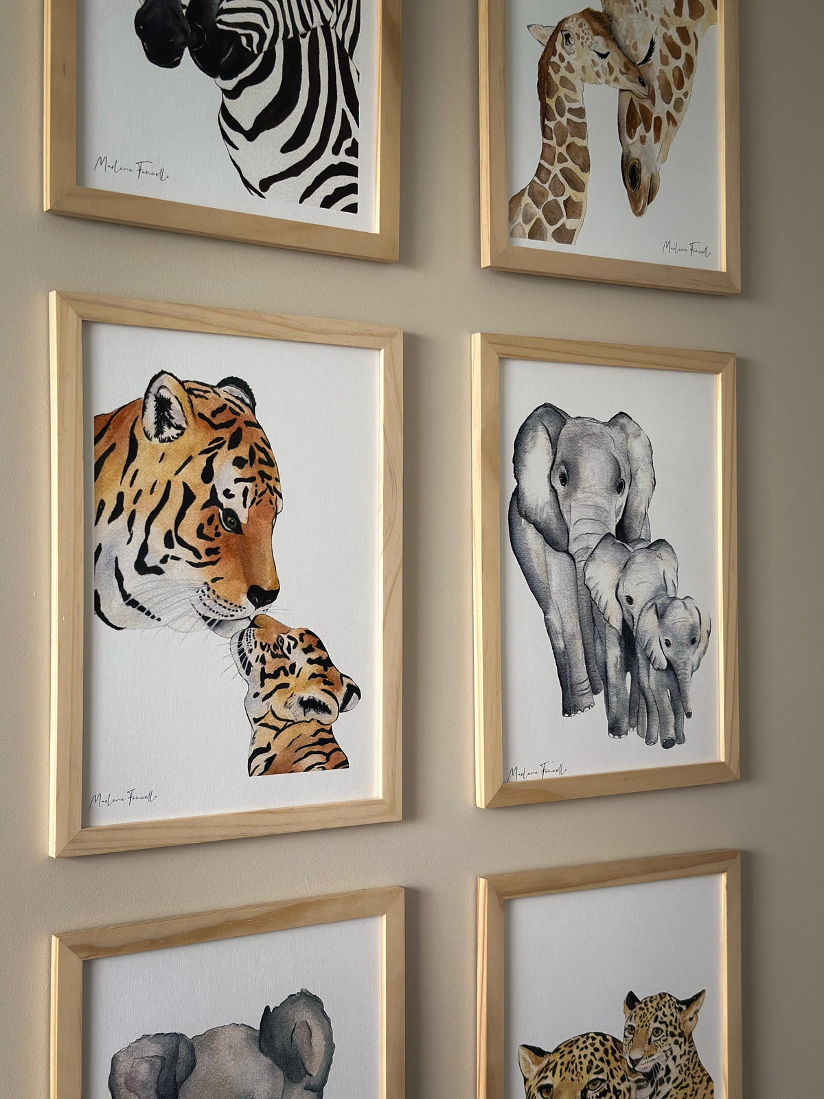 Illustration tigre maman et bébé à l’aquarelle