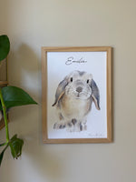Illustration lapin bélier à personnaliser avec un prénom idéal pour la décoration murale d'une chambre d'enfant 