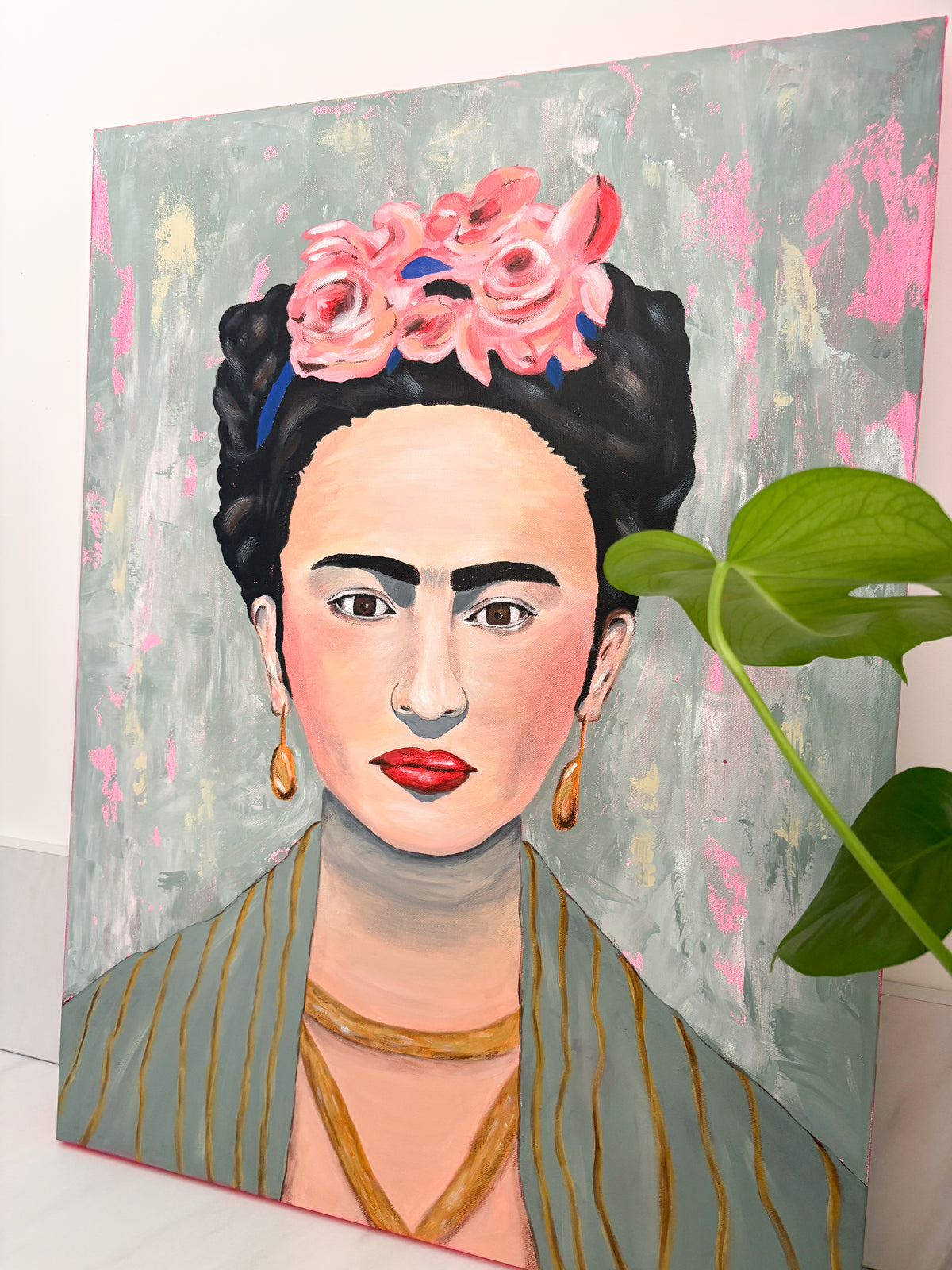 Portrait inspiré de Frida Kahlo peinture contemporaine
