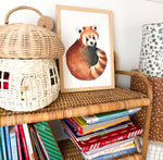 Illustration panda roux aquarelle décoration murale bébé