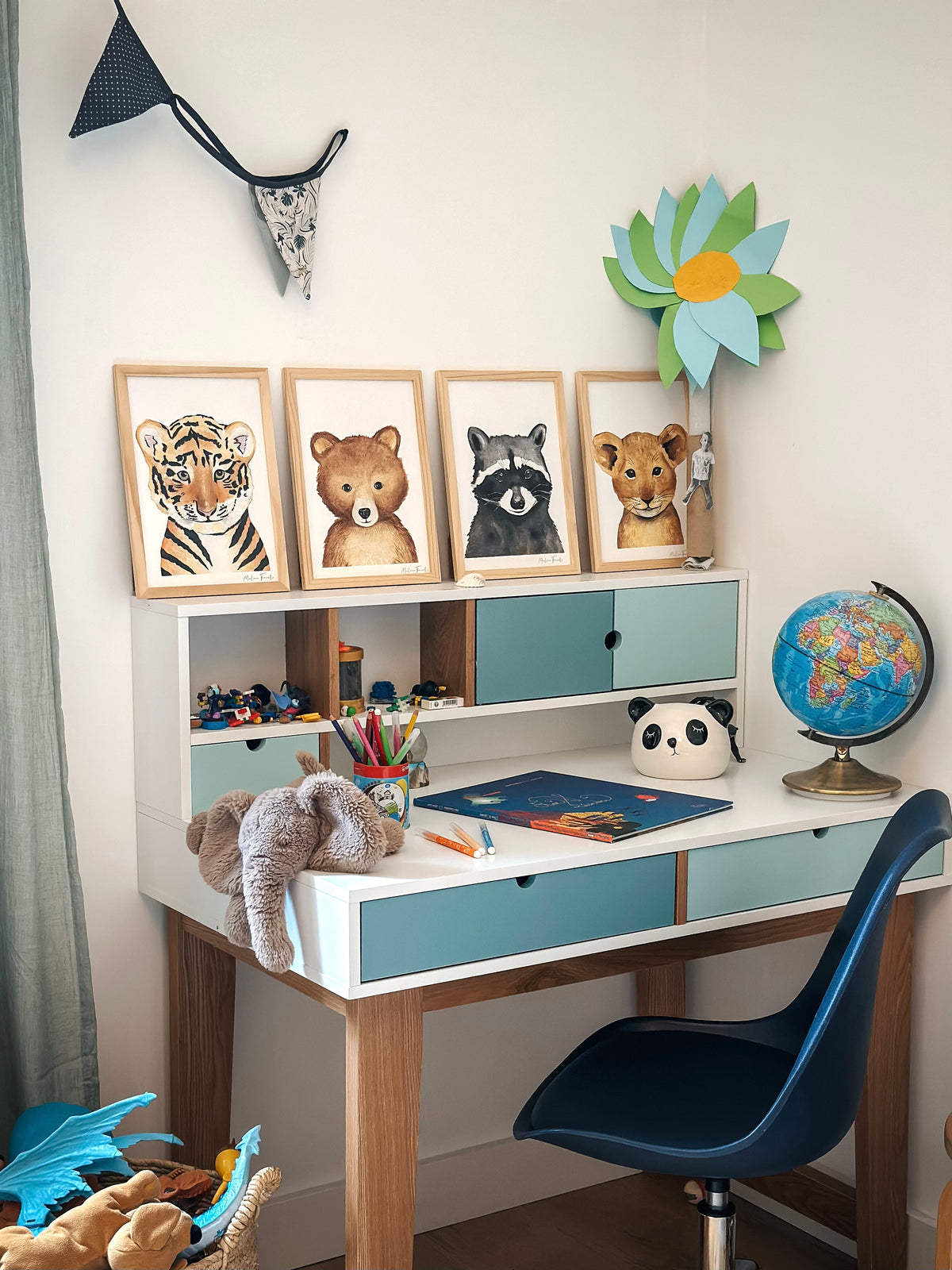 Illustration animaux bébé mignon aquarelle décoration chambre bébé