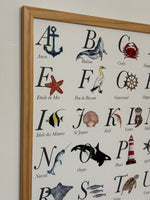Décoration murale chambre enfant thème océan avec abécédaire illustré à l’aquarelle