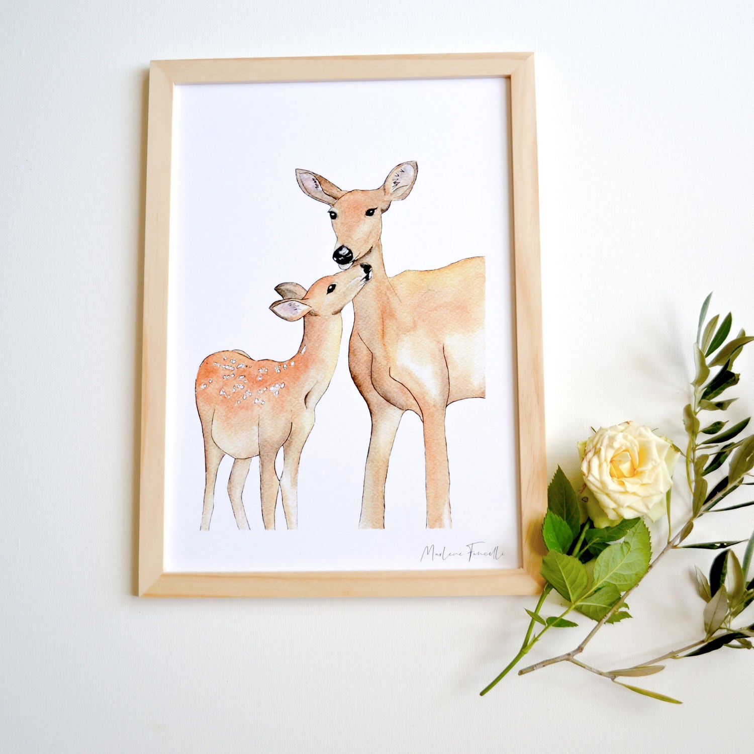 poster biche bébé illustration tendresse enfant