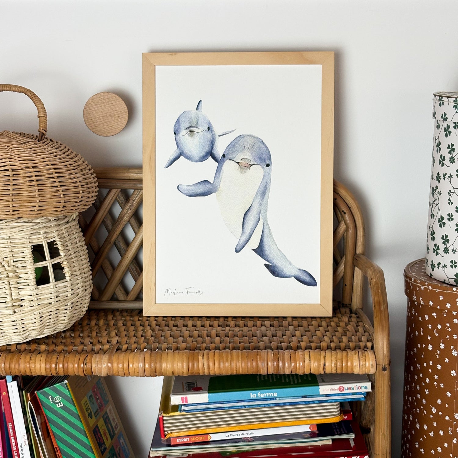 poster dauphin bébé famille illustration enfant