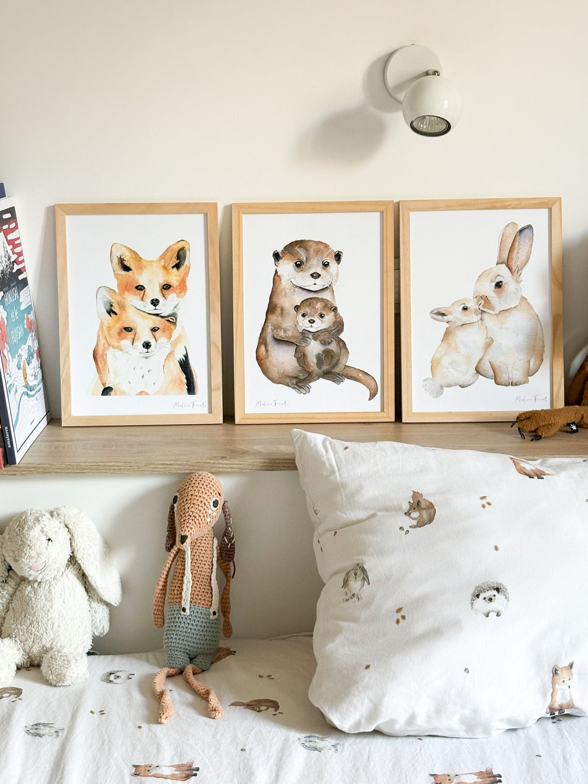Poster famille lapin aquarelle pour chambre d’enfant