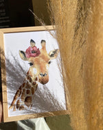 affiche girafe avec fleur pour décoration chambre enfant et bébé