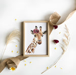 poster girafe fleur illustration douce enfant