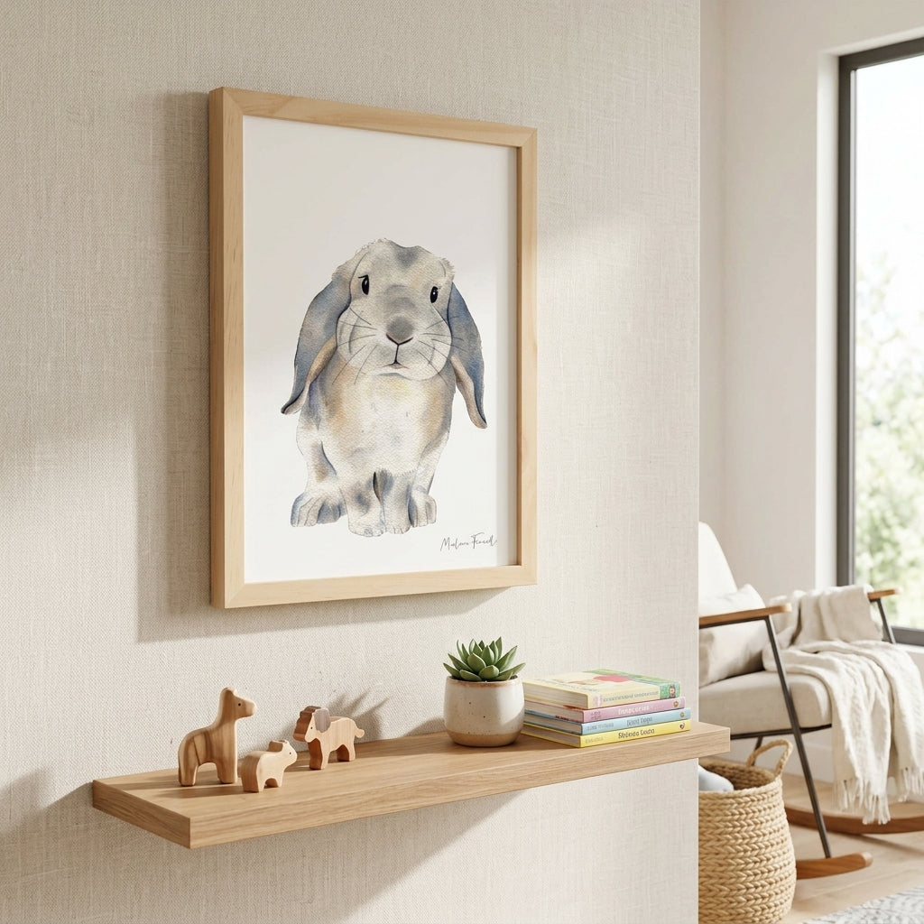 Affiche lapin bélier pour décoration chambre enfant