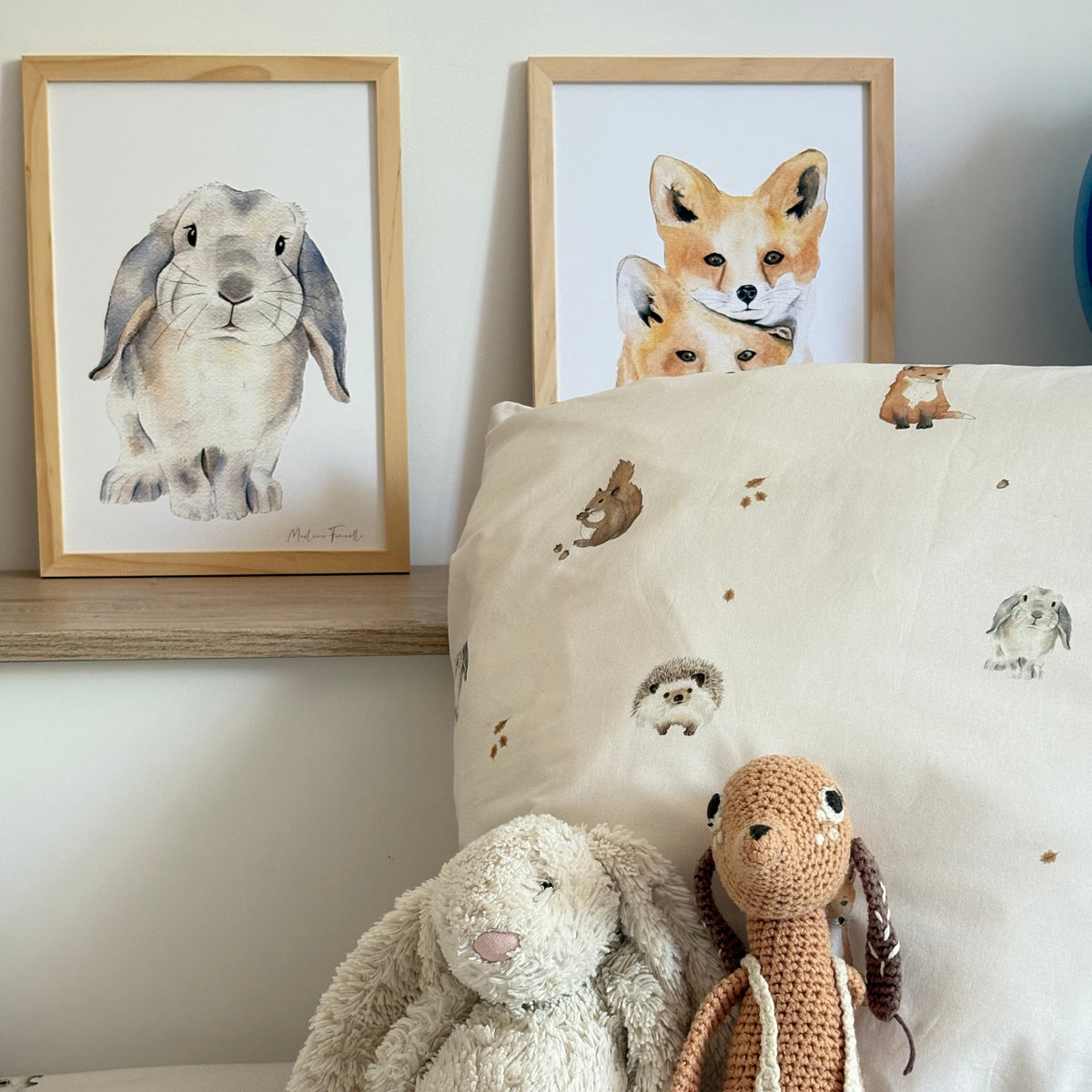 poster renards aquarelle univers forêt enfant