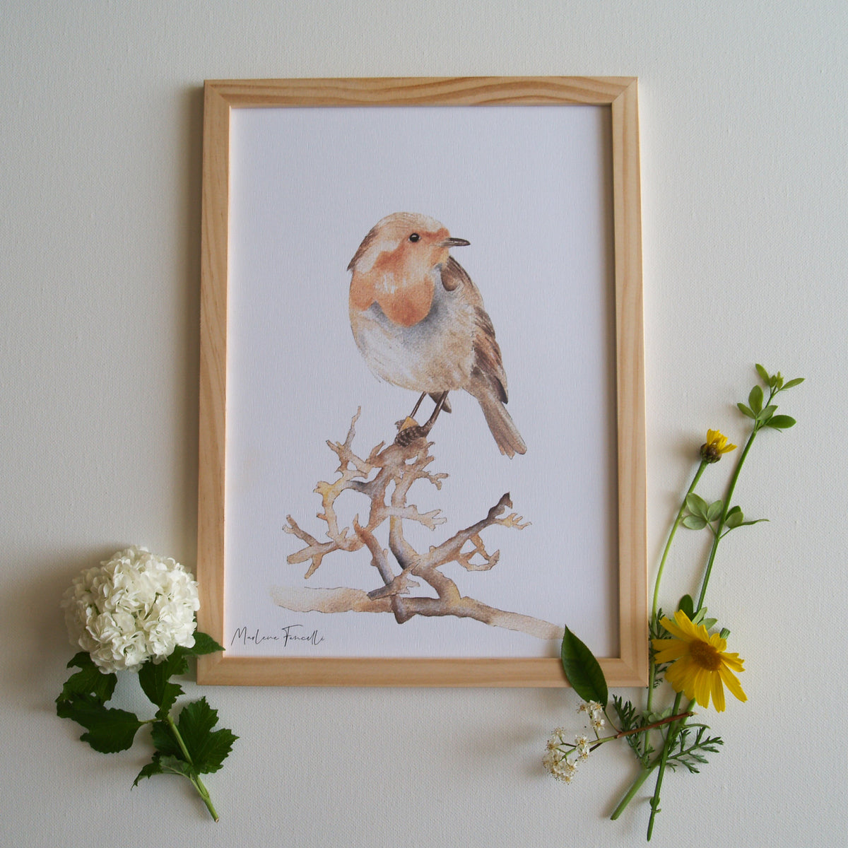 poster rouge-gorge illustration forêt enfant