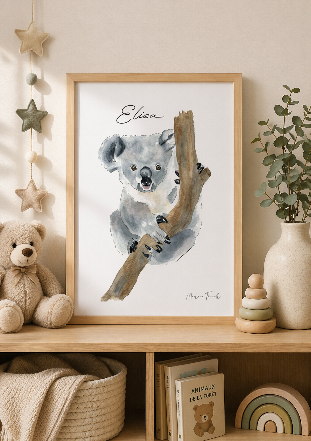 Poster safari koala à personnaliser avec prénom