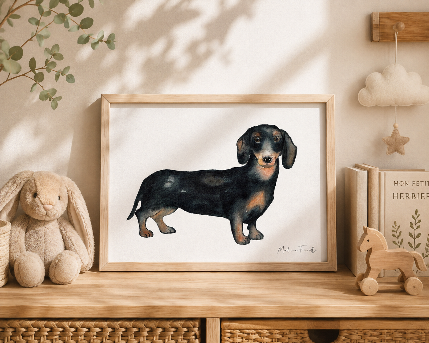 Affiche chien teckel pour décoration chambre enfant