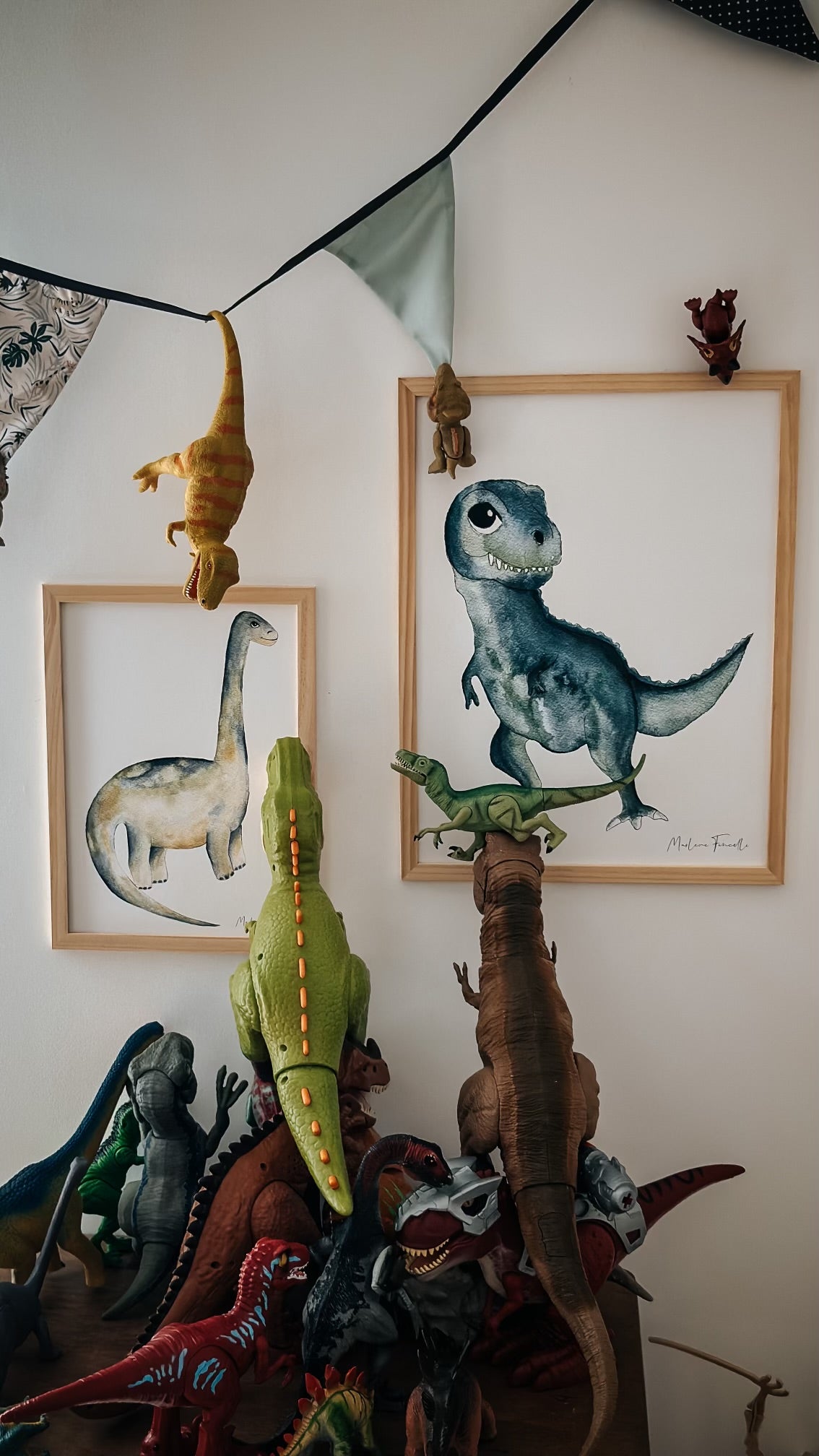 affiche T-Rex aquarelle chambre bébé