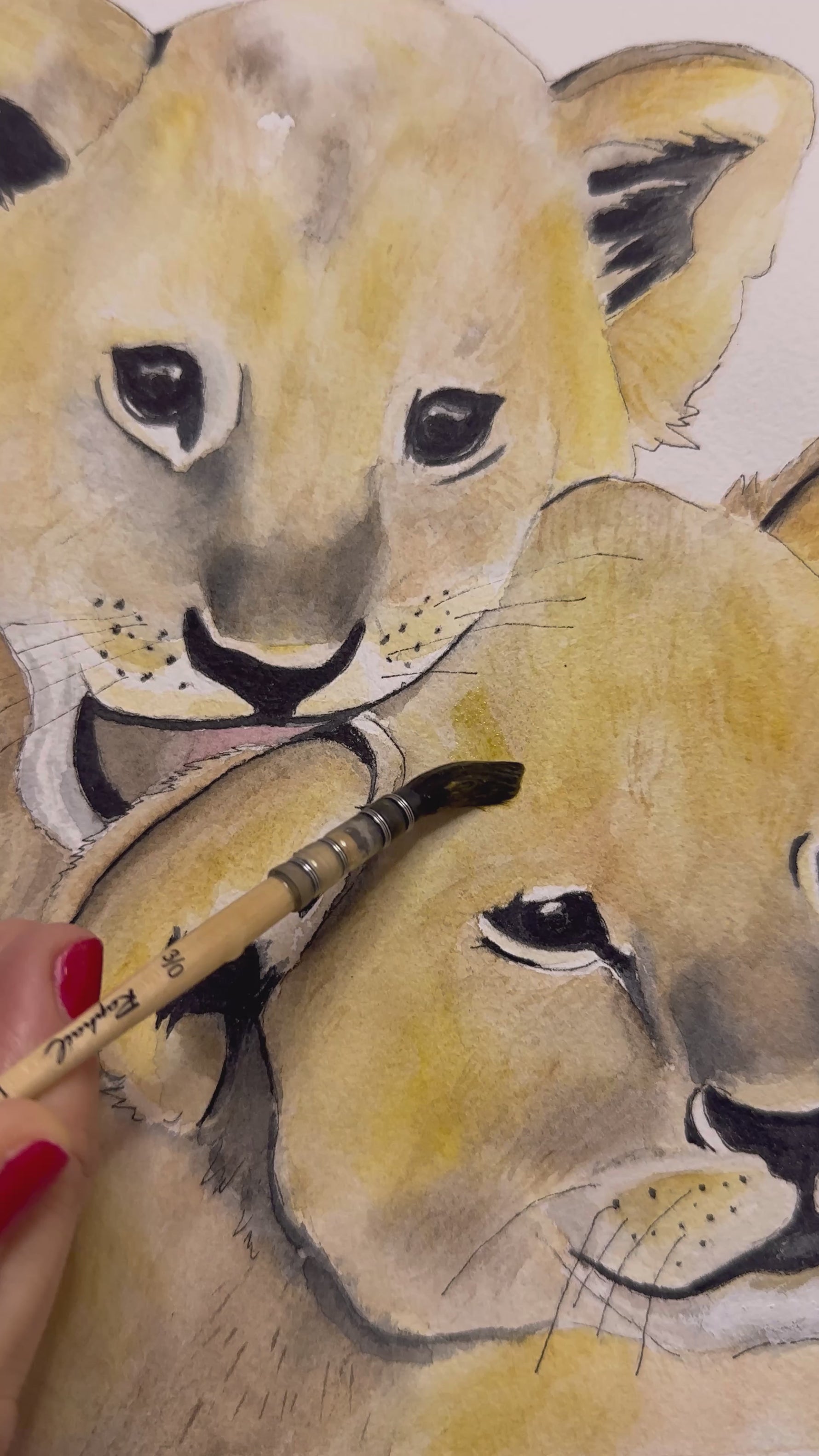 Lionceau aquarelle our décoration chambre bébé