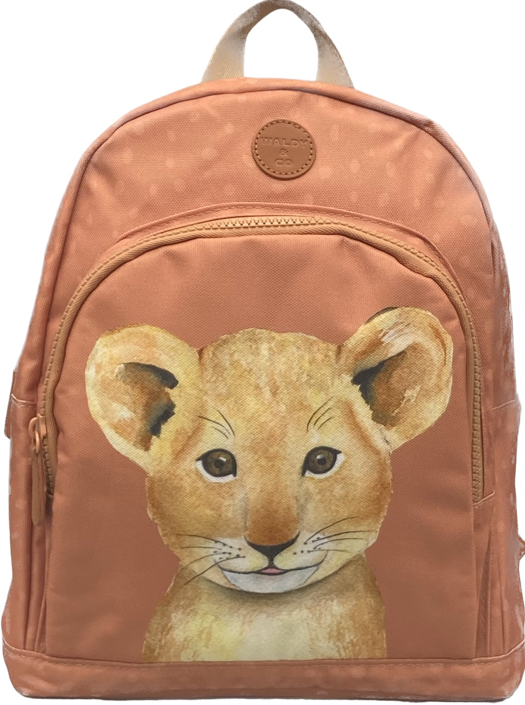 Sac à dos bébé lion aquarelle terracotta pour enfant idéal pour la crèche et la maternelle