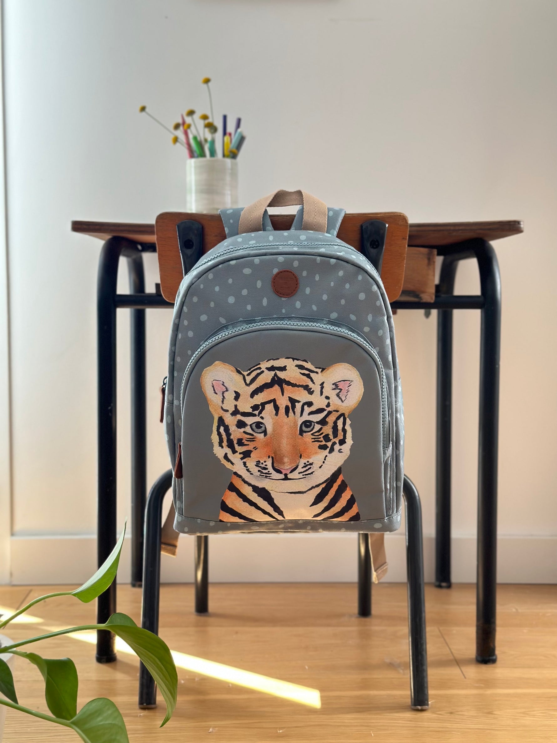 Sac à dos enfant cadeau naissance univers savane aquarelle