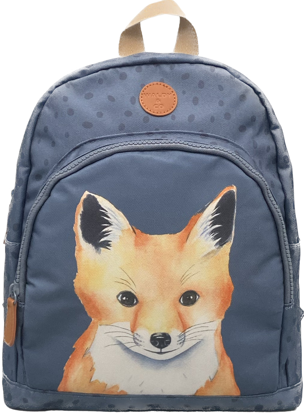 Sac à dos renard aquarelle bleu foncé pour enfant idéal pour la crèche et la maternelle