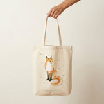 Tote bag Les Aquarelles de Marlène avec illustration originale de renard peinte à l'aquarelle